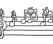 Coloriage Notes De Musique pour c&eacute;l&egrave;brer l'anniversaire
