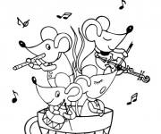Coloriage Orchestre et symphonie de souris