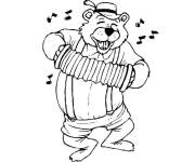 Coloriage Ours dr&ocirc;le avec accord&eacute;on
