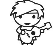 Coloriage Petit Guitariste chibi