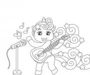 Coloriage Petite Chanteuse de Rock en style licorne