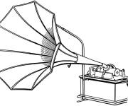 Coloriage Phonographe d&eacute;taill&eacute; en ligne