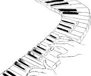 Coloriage Pianiste sur les touches de piano