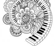 Coloriage Piano en motifs abstraits