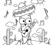 Coloriage Piment avec un sombrero