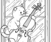 Coloriage Pratique du violon mignon