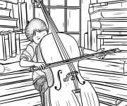 Coloriage Pratique du violoncelle dans le grenier
