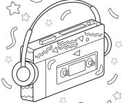 Coloriage Radio Cassette publie de la musique