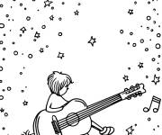 Coloriage Solo de guitare sous les &eacute;toiles