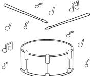 Coloriage Tambour avec baguettes