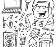 Coloriage Tout les &eacute;l&eacute;ments de musique