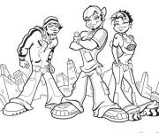 Coloriage Trois amis de bande de musique