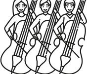 Coloriage Trois musiciens d'un Orchestre