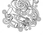 Coloriage trompette en motifs abstraits