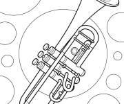 Coloriage Trompette r&eacute;aliste &agrave; motif