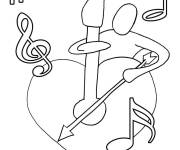 Coloriage Un c&oelig;ur comme une instrument de musique