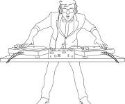 Coloriage Un DJ compose de la musique