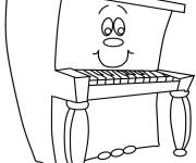 Coloriage Un gros piano heureux de cartoon