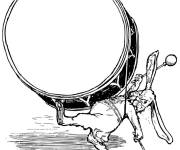 Coloriage Un li&egrave;vre avec un gros tambour