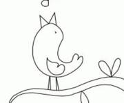 Coloriage Un oiseau chante une belle m&eacute;lodie