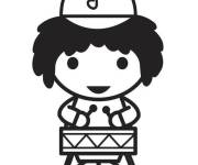 Coloriage Un petit batteur chibi