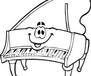 Coloriage Un piano avec visage de dessin anim&eacute;