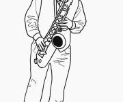 Coloriage Un saxophoniste en performance