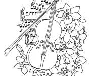 Coloriage Violon &agrave; motif en Les lys