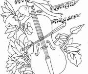 Coloriage Violon de musique d&eacute;cor&eacute;