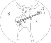 Coloriage Wapiti avec la guitare basse