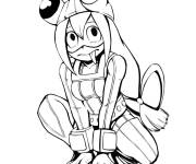Coloriage Asui My hero academia en noir et blanc