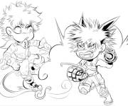 Coloriage et dessins gratuit Bataille dr&ocirc;le de My hero academia à imprimer