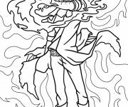 Coloriage Dabi entouré de feu dans My hero academia