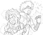 Coloriage Deux personnages f&eacute;roce Izuku Midoriya et Bakougou My hero academ