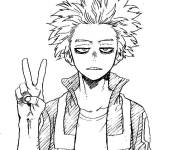 Coloriage Hitoshi Shinso avec signe de victoire