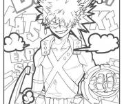 Coloriage Image de manga My hero academia en noir et blanc