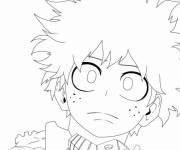 Coloriage Izuku avec des grands yeux My hero academia