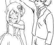 Coloriage Izuku Midoriya en dansant avec Ochaco Uraraka