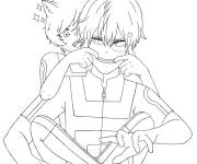 Coloriage Kira et Shoto dans le film d'anime My hero academia