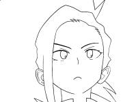 Coloriage Le regard s&eacute;rieux de Momo Yaoyorozu My hero academia