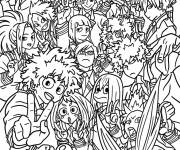 Coloriage Les personnages de My hero academia se rassemblent dans cette ima