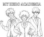 Coloriage Les personnages Shoto Todoroki, Katsuki Bakugou et Izuku Midoriya