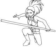 Coloriage Momo Yaoyorozu en action