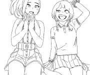 Coloriage Momo Yaoyorozu et Kyoka Jiro du film My hero academia