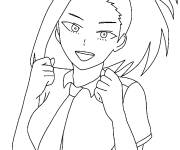 Coloriage Momo Yaoyorozu heureuse My hero academia