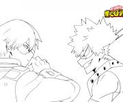 Coloriage My hero academia Bakugo contre Todoroki