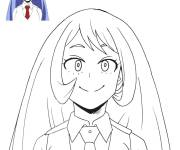 Coloriage Nejire Hado avec mod&egrave;le de My hero academia