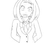 Coloriage Ochaco Uraraka facile MHA