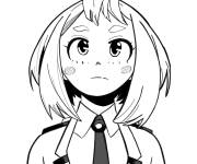 Coloriage Ochaco Uraraka fond d'&eacute;cran manga