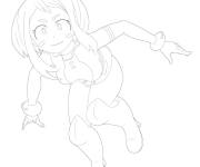 Coloriage Ochaco Uraraka pendant la course de My hero academia